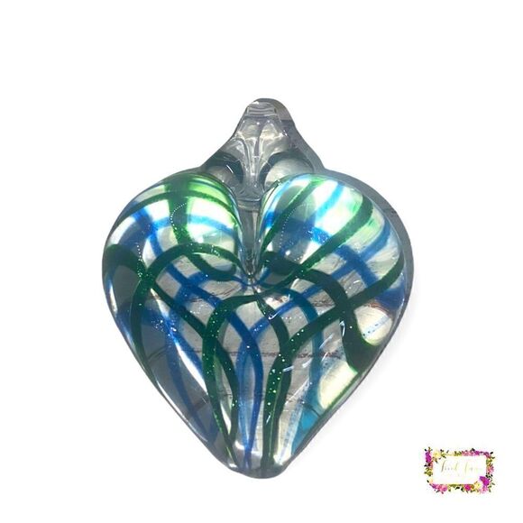 Signed Art Glass Heart Window Charm |Suncatcher, Heart Ornaments... - Picture 1 of 16